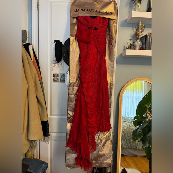Maria Lucia Hohan Amelia Silk Red Dress - Picture 5 of 12